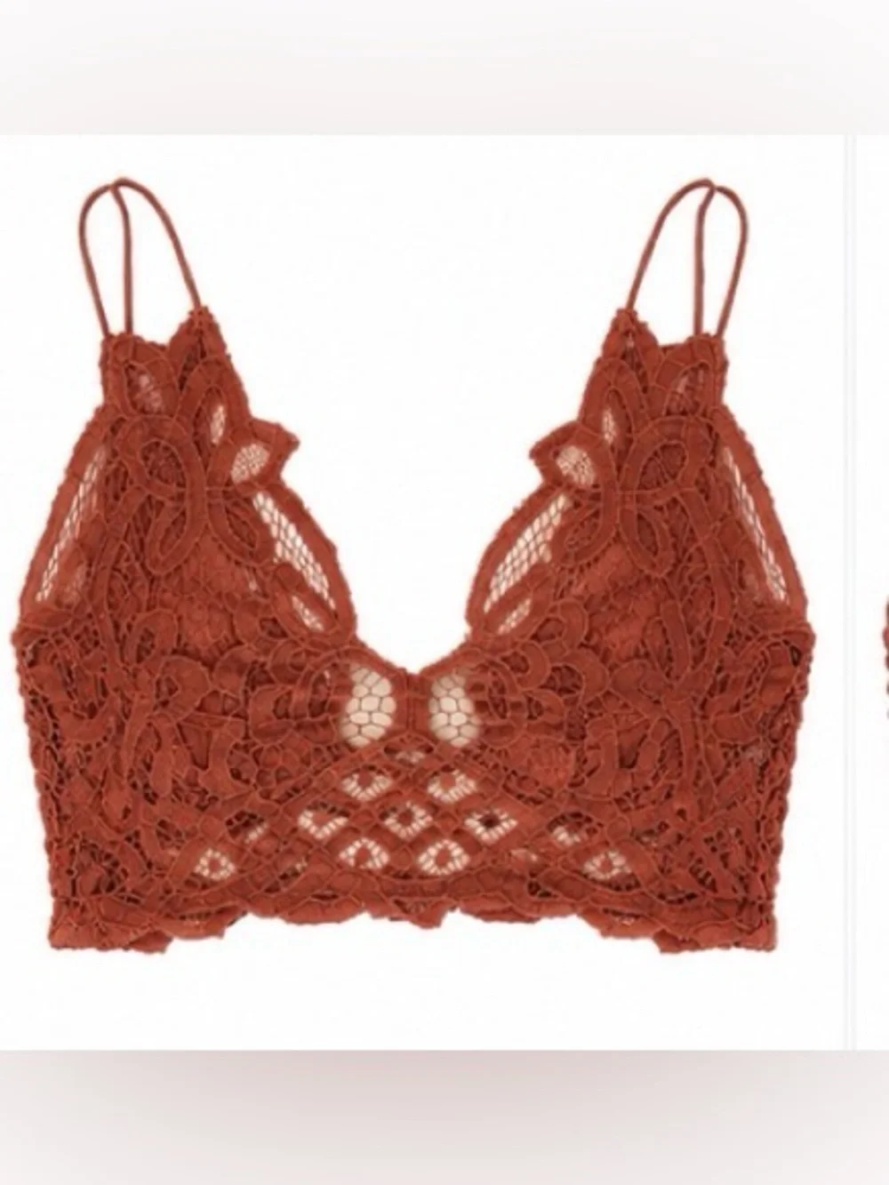 Free People FP One Lace Crochet Bralette Cami Dusty Rose Boho Festival Size M